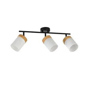 Corpuri de iluminat, Plafoniera Frosted PL3, 3xE27, neagra, lemn, Klausen - savelectro.ro