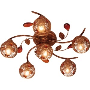 Lustre, Plafoniera Gio KL7008, 6xE14, maro rustic + cristal K9, metal + cristal, stil clasic elegant, Klausen - savelectro.ro