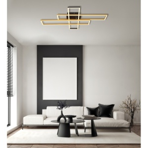 Plafoniera LED Dakari, 40W, 1650 lm, lumina calda (3000 K), IP20, neagra+aurie, Globo Lighting [5]- savelectro.ro