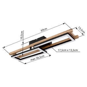 Plafoniera LED Illa 20W, 850 lm, lumina calda (3000K), 69 cm, neagra mat, Globo Lighting [2]- savelectro.ro