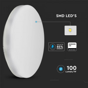 Plafoniera led rotunda, 25W, LED Chip Samsung, IP44, lumina rece(6400K), 2500lm, Alb, V-TAC [6]- savelectro.ro