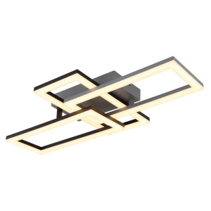Plafoniere LED, Plafoniera LED Sapena 24W, 1900 lm, lumina calda (3000K), 61 cm, neagra mat-gri, Globo Lighting - savelectro.ro