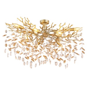 Plafoniere, Plafoniera Queena, 7xE14, IP20, aurie mat+cristale, Globo Lighting - savelectro.ro
