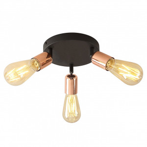 Plafoniera Straight KL163006, 3xE27, neagra+cupru, IP20, Klausen [1]- savelectro.ro