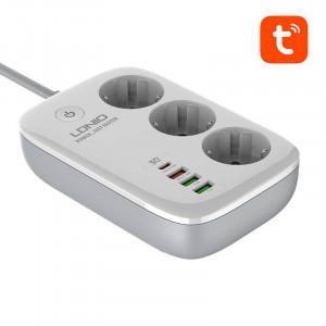 Prelungitor Smart, 2 metri, compatibil Tuya, 3 prize + 4 USB, incarcare 30W, LDNIO [2]- savelectro.ro