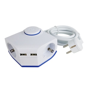 Prelungitoare Electrice, Prelungitor Strohm, Fara Intrerupator, 2 Prize, 1.5 m, 2200 W, 2 USB A, Alb - savelectro.ro