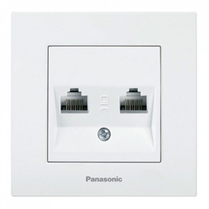 Prize si intrerupatoare, Priza calculator dubla cat 6 Karre Plus Pansonic, ST, alba - savelectro.ro