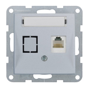 Prize si intrerupatoare, Priza internet cat 5E, IP20, Argintiu, Panasonic Karre Plus 55 - savelectro.ro