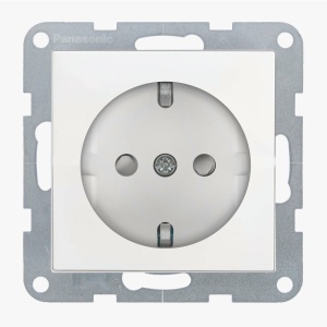 Prize si intrerupatoare Panasonic, Priza simpla cu impamantare, protectie copii, 16A, IP20, Alb, Panasonic Karre Plus 55 - savelectro.ro