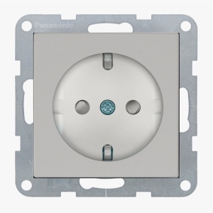 Prize si intrerupatoare, Priza simpla cu impamantare, protectie copii, 16A, IP20, Sandstone, Panasonic Karre Plus 55 Soft Touch - savelectro.ro