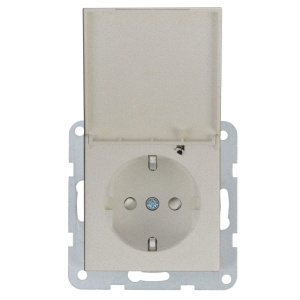 Prize si intrerupatoare, Priza simpla cu impamantare si capac, protectie copii, 16A, IP20, Bronz, Panasonic Karre Plus 55 - savelectro.ro
