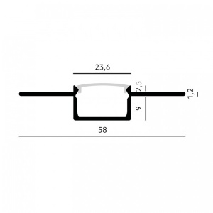 Profil Banda LED 58x11.5mm, Incastrat (ST), pentru Rigips, Aluminiu + Alb Mat, 2m, Kobi [2]- savelectro.ro