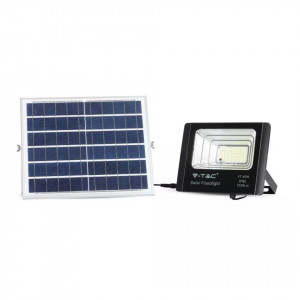 Reflector cu panou solar 16W SMD, 1050lm, 10000mAh, IP65, lumina rece 6000K, negru, V-TAC [3]- savelectro.ro