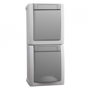 (RESIGILAT) Intrerupator simplu + Priza IP54 Pacific Panasonic, PT, gri
