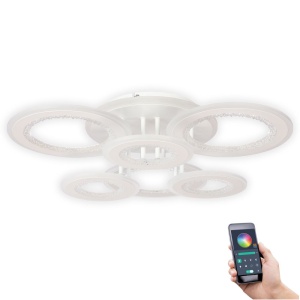 Plafoniere LED, (RESIGILAT) Plafoniera LED Smart Rondos KL151065, dimabila, cu telecomanda, 174W, 15300lm, lumina calda+neutra+rece, IP20, alba, Klausen - savelectro.ro