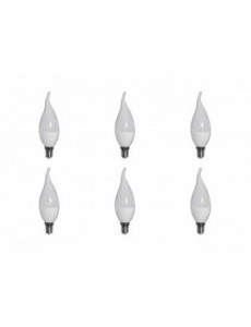 Becuri, Set 6 becuri LED flacara 8W(54W) GTV, C37L, E14, 700 lm, lumina neutra (4000 K), clasa energetica F - savelectro.ro