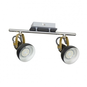 Spoturi, Spot aplicat Pixi 1422, 2xGU10, IP20, negru+crom, Kobi - savelectro.ro