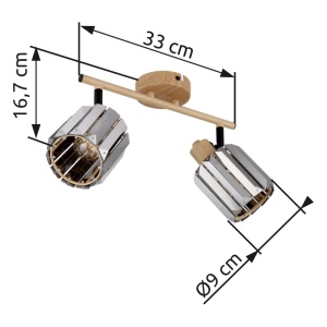 Spot aplicat Run 2xE14, cristale, IP20, imitatie lemn, Globo Lighting [6]- savelectro.ro