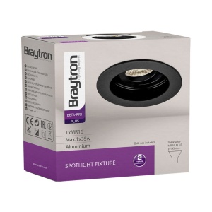 Spot incastrat rotund, metal, negru, IP20, Braytron [5]- savelectro.ro