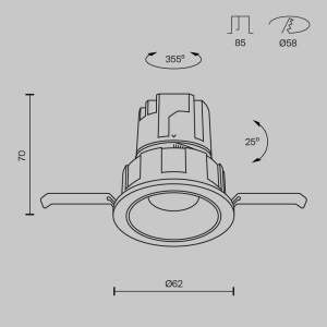 Spot LED 7W Incastrat, Maytoni, 390lm, Lumina Calda (3000K), Negru [4]- savelectro.ro