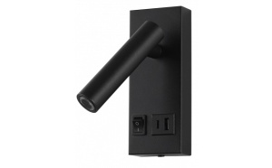 Corpuri de Iluminat Interior, Spot LED de perete, 2W, lumina neutra (4200K), cu intrerupator si USB, negru, IP20, Optonica - savelectro.ro