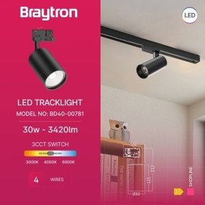 Spot LED pe sina 30W, lumina calda/neutra/rece, 3420lm, negru, Braytron [3]- savelectro.ro