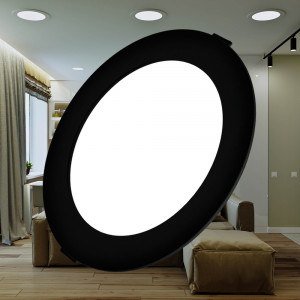 Spot led rotund incastrat 18W, dimabil, 1800 lm, IP40, lumina calda(3000K), Ø229 mm, negru, Braytron [2]- savelectro.ro