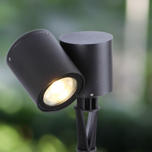 Stalp pentru exterior Riad, 1 bec, dulie GU10, negru, sticla, Klausen [5]- savelectro.ro
