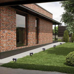 Stalp pentru exterior Riad, 2 becuri, dulie GU10, negru, sticla, Klausen [2]- savelectro.ro