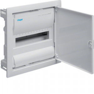 Tablou 12 module cu usa metalica, montaj incastrat(ST), alb, usa mata alba, Hager