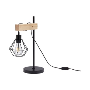 Veioza Wooden BR-BV02-00025, cu intrerupator, 1xE27, neagra+naturala, IP20, Braytron [3]- savelectro.ro