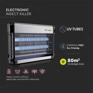 Aparat anti insecte V-TAC VT-3220, 20W, AC 220-240V, aluminiu, EU plug, 80m2 [5]- savelectro.ro