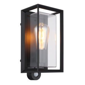Aplice si felinare exterior, Aplica exterior Logana 31982SS, 1xE27, senzor de miscare, IP44, neagra mat, Globo Lighting - savelectro.ro
