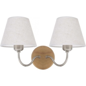 Klausen Stoc, Aplica Fausta 2xE27, gri + lemn + crom, IP20, Klausen - savelectro.ro