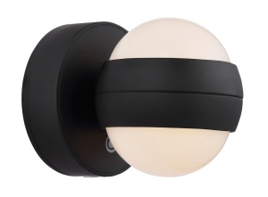 Aplica LED rotunda Randi, 1.4W, 90 lm, lumina calda (3000 K), IP20, negru mat/opal, Globo Lighting [11]- savelectro.ro