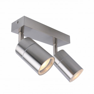 Aplice si felinare exterior, Aplica pentru exterior Strong, 2 becuri, dulie GU10, crom, sticla, Klausen - savelectro.ro