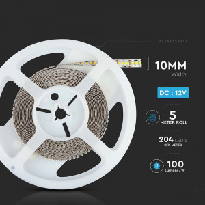 Banda led SMD 2835 V-TAC, lumina rece(6400K), 18W/m, 1700lm/m, 204 leduri/m, 12V, IP20 [9]- savelectro.ro