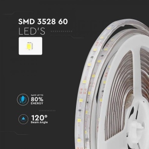 Banda led SMD 3528 V-TAC, lumina neutra(4000K), 4.2W/m, 420lm/m, 60 leduri/m, 12V, IP65 [5]- savelectro.ro