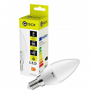 Becuri LED E14, Bec LED 6W(40W) GTV, E14, lumanare, 420 lm, lumina calda (3000 K), clasa energetica F - savelectro.ro
