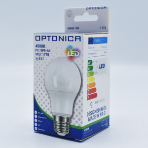 Bec led 9W (54W), E27, A60, 806 lm, lumina neutra (4500K), opal, Optonica