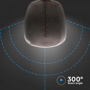 Bec LED decorativ V-TAC, E27, 4W, sticla fumurie, forma vaza, lumina calda (2200 K), clasa energetica G [5]- savelectro.ro