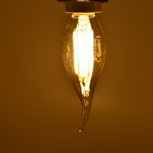 Bec led flacara Vintage filament 4W (23W), E14, C35T, 350lm, dimabil, lumina calda (2500K), auriu, Optonica