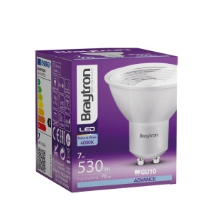 Bec LED GU10 7W(75W) Braytron, 580 lm, lumina neutra (4000K), clasa energetica F [5]- savelectro.ro