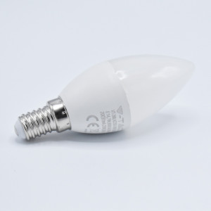 Bec LED lumanare 7W (45W) cip Samsung, E14, C37, 600 lm, lumina rece (6400K), opal, V-TAC