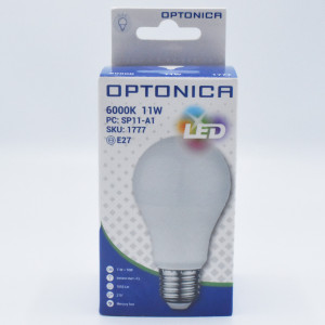 Bec LED opal 11W (75W), 1055 lm, lumina rece (6000K), A+, Optonica