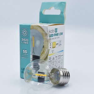 Bec led sferic Vintage filament 1.3W (10W), E27, 55lm, lumina calda (2700K), clar, Kobi