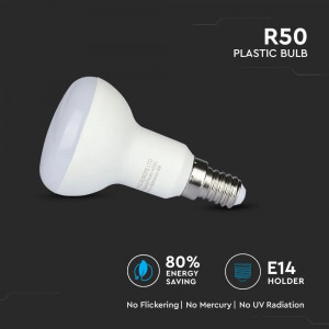 Bec LED V-TAC, cip Samsung, 6W(40W), R50, E14, 470 lm, lumina calda (2700K), clasa energetica F [6]- savelectro.ro