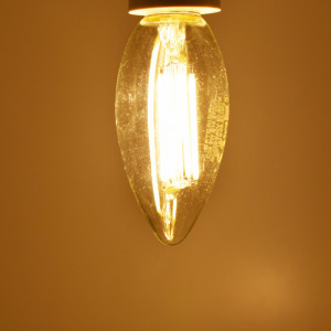 Bec led Vintage lumanare filament 6W (49W), E14, C37, 730lm, lumina calda (2700K), clar, Optonica