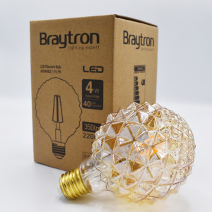 Bec led Vintage Edison 4W (40W), E27, FL95, 350 lm, lumina calda (2200K), auriu, Braytron