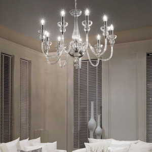 Candelabru Doge 044453, 9xE14, crom+transparent, IP20, Ideal Lux [2]- savelectro.ro
